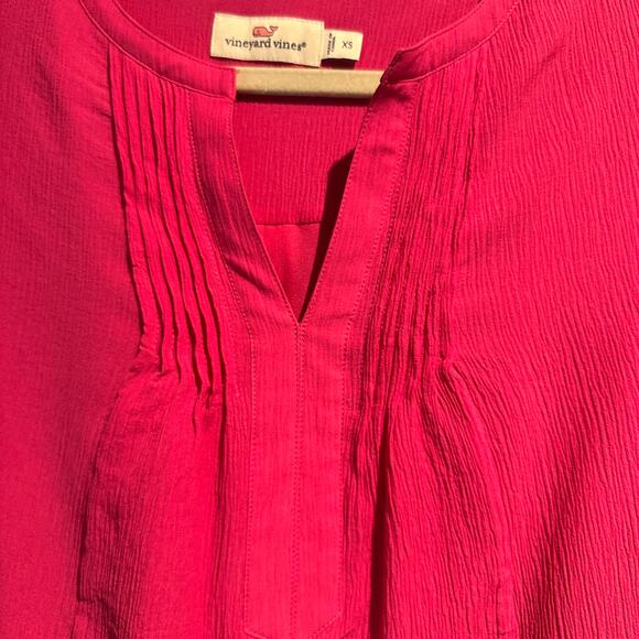 Vineyard Vines Size XSmall Hot Pink Blouse Pintuck details lined pretty feminine - Picture 5 of 9
